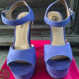 Candies Lavender Peep toe Strap Heels